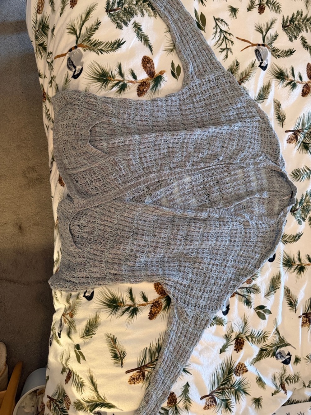 Free People Light Gray Open-Front Knit Cardigan